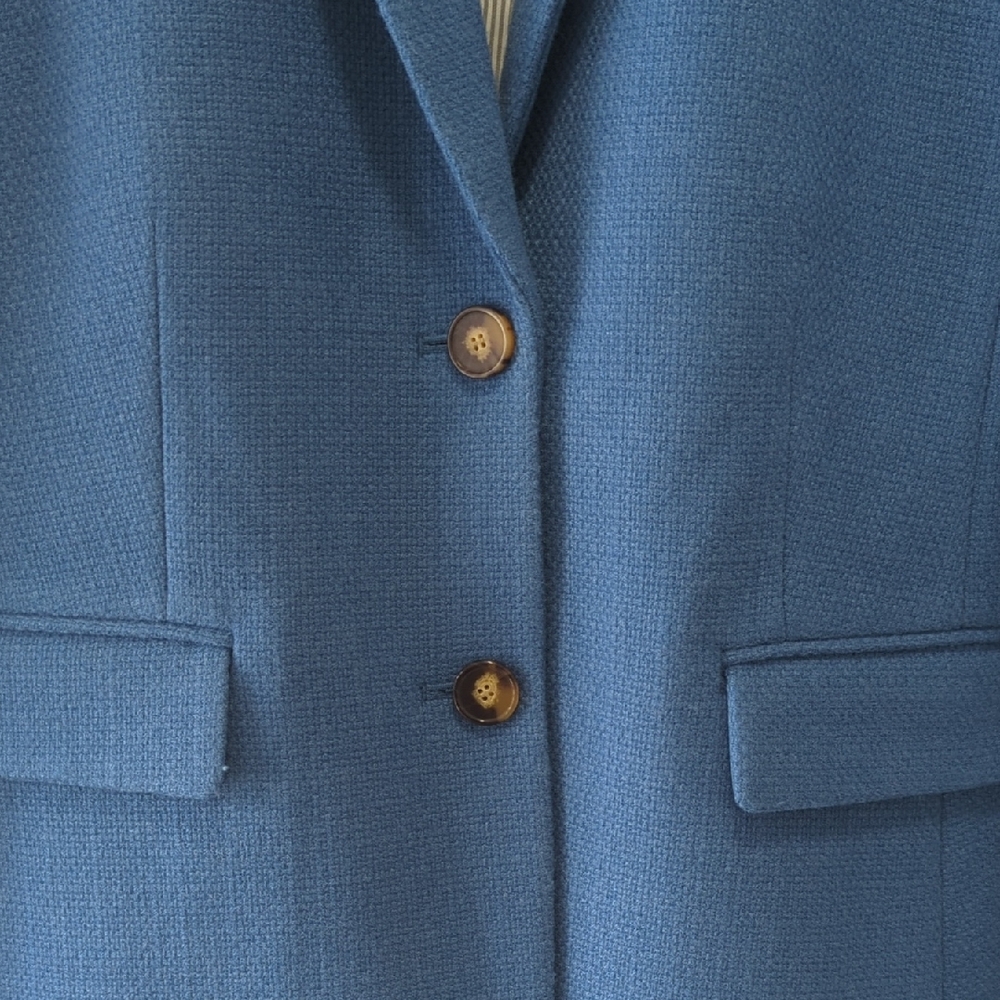 Ann Taylor Tweed Blue Blazer Jacket Size 8 - Picture 10 of 13